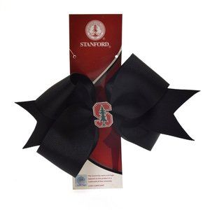 Stanford University Black Bow Hairbow Clip NEW 6"